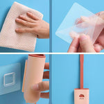 Ventilated quick-dry holder for the silicone toilet brush, preventing water build-up.