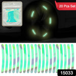 Reflective car wheel hub stickers providing a subtle glow on a vehicle.
