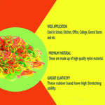 A 100 GM pack of vibrant, diverse colored VoltDesk rubber bands.