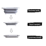 The foldable chopping board transforming into a practical washing bowl with drainage function.