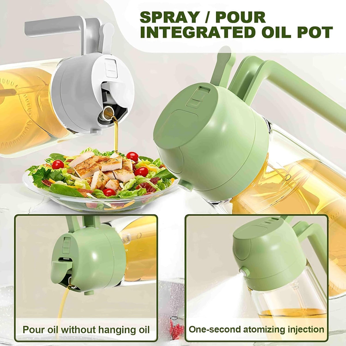 NaturalCozy Oil Sprayer & Dispenser Bottle 2-in-1 Premium Oil Bottle with Spray Nozzle for Healthy Cooking, Air Fryer, BBQ, Salad, Roasting 500ml Ecom Vinayak (Hard Plastic) (Pack 1)