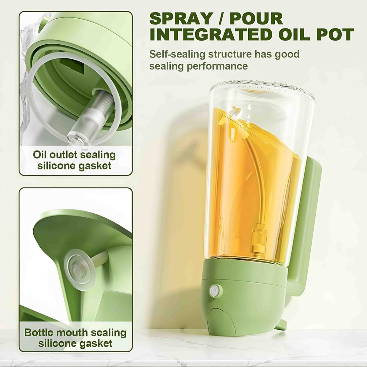 NaturalCozy Oil Sprayer & Dispenser Bottle 2-in-1 Premium Oil Bottle with Spray Nozzle for Healthy Cooking, Air Fryer, BBQ, Salad, Roasting 500ml Ecom Vinayak (Hard Plastic) (Pack 1)