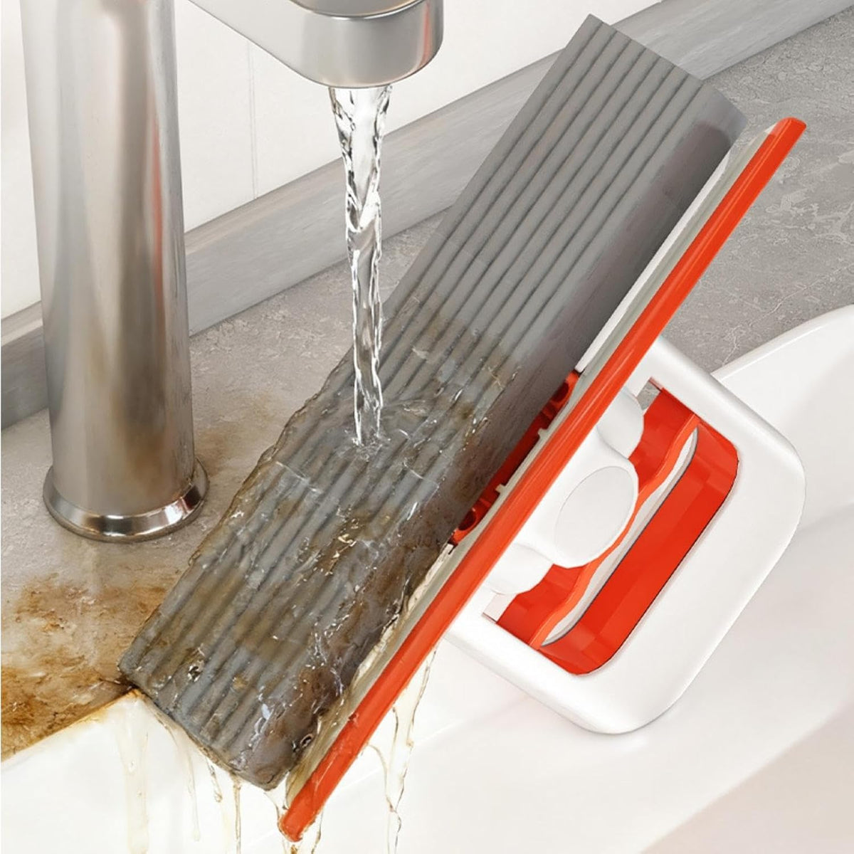 Mini Foldable Desktop Mop For Kitchen – Self‑Squeeze Sponge Mop for Wet & Dry Use – Portable Cleaning Tool – Kitchen, Bathroom, Glass, Living Room (1 Squeeze Handle + 2 Sponge Head)