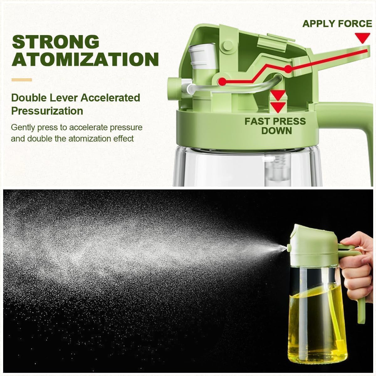 NaturalCozy Oil Sprayer & Dispenser Bottle 2-in-1 Premium Oil Bottle with Spray Nozzle for Healthy Cooking, Air Fryer, BBQ, Salad, Roasting 500ml Ecom Vinayak (Hard Plastic) (Pack 1)