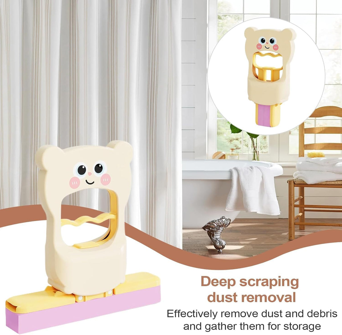 Mini Foldable Desktop Mop For Kitchen – Self‑Squeeze Sponge Mop for Wet & Dry Use – Portable Cleaning Tool – Kitchen, Bathroom, Glass, Living Room (1 Squeeze Handle + 2 Sponge Head)