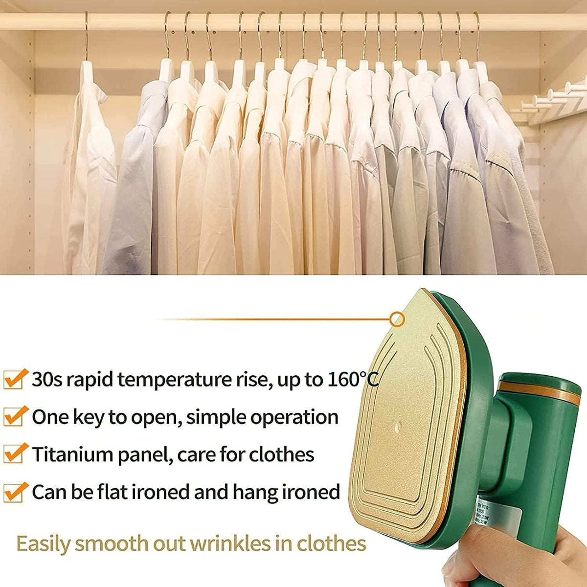 Portable Steam Iron Mini Handheld Garment Steamer | Quick Heat Travel Iron for Clothes | Compact & Lightweight | Suitable for Home & Travel | Pack of 1