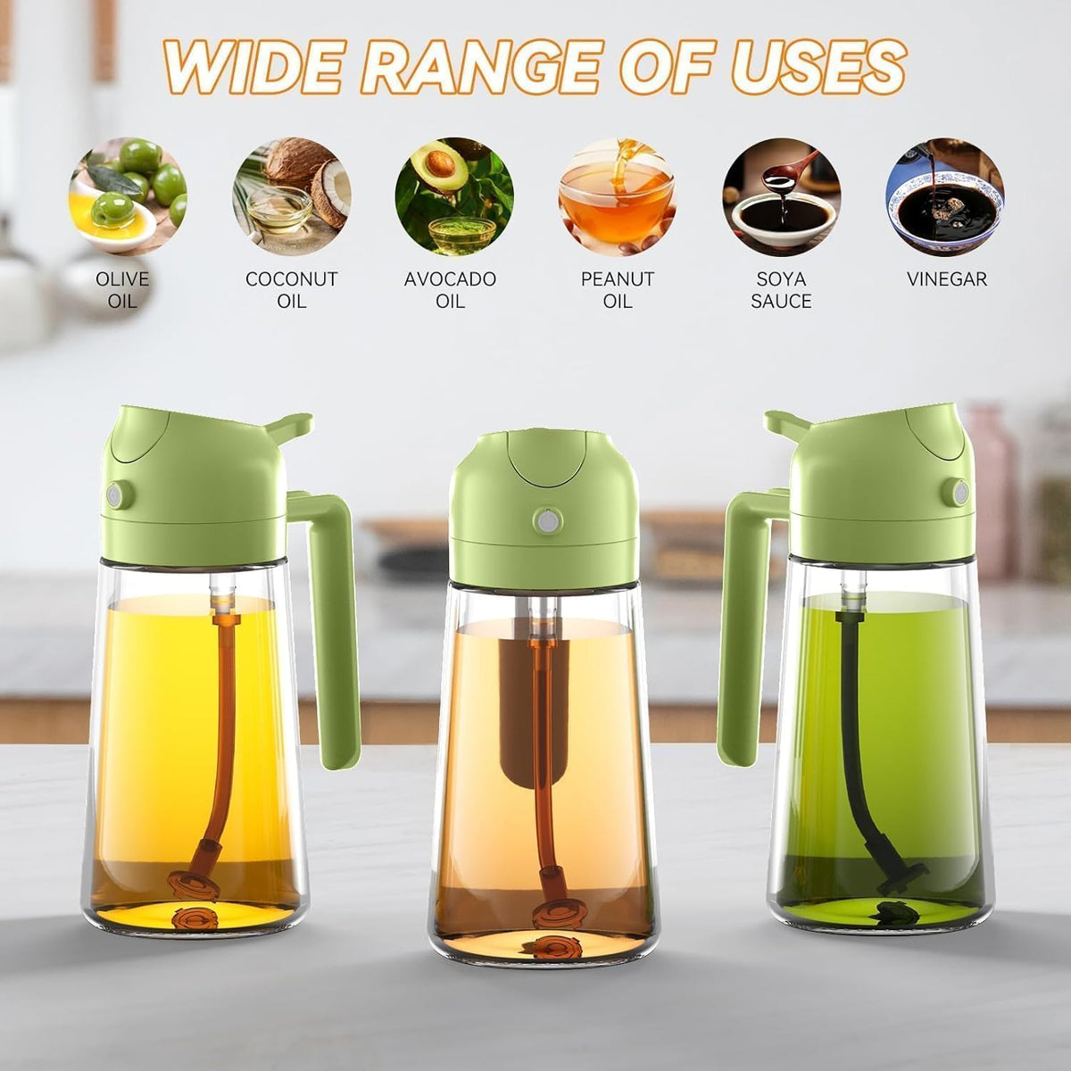 NaturalCozy Oil Sprayer & Dispenser Bottle 2-in-1 Premium Oil Bottle with Spray Nozzle for Healthy Cooking, Air Fryer, BBQ, Salad, Roasting 500ml Ecom Vinayak (Hard Plastic) (Pack 1)