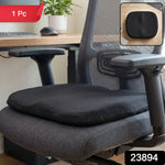 Black ergonomic memory foam seat cushion on a grey office chair with a red "1 Pc" tag and product number 23894.