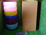 Overview of the complete set of six plastic hanging flower pots with chains, ideal for any home.