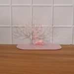 Back view of the large pink deer jewelry organizer stand, India