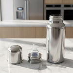 Durable stainless steel baby feeder bottle with soft nipple