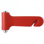 Vehicle emergency tool with window breaker and seatbelt slicer