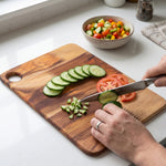 Natural wood cutting board for vegetables, bread and cheese