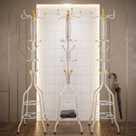 Metal Floor Standing Coat Rack Stand with Bottom Storage Shelf