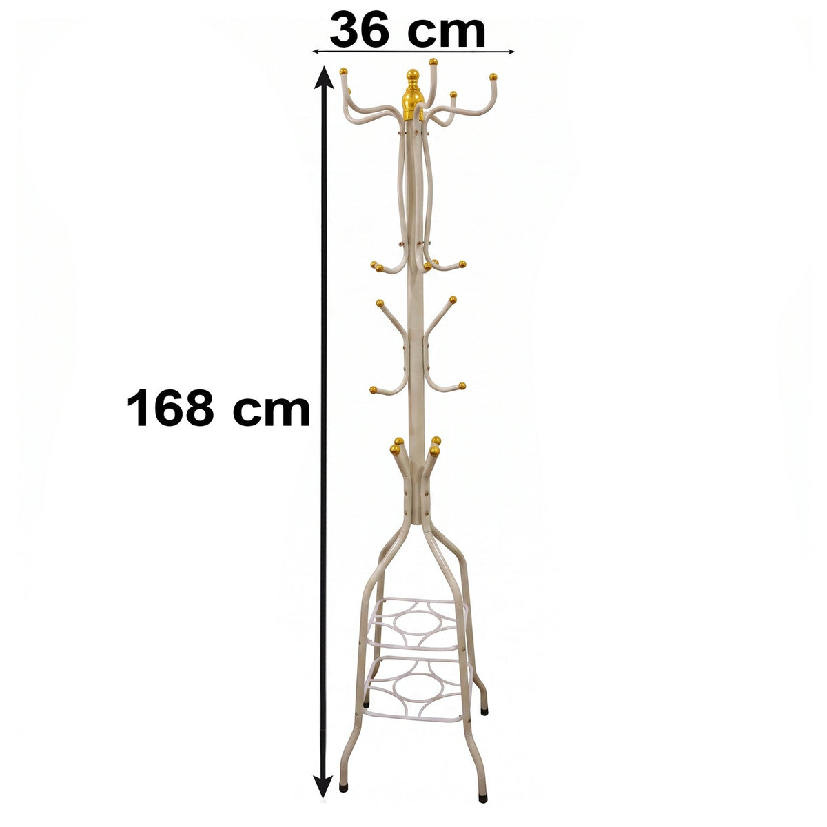 Metal Floor Standing Coat Rack Stand with Bottom Storage Shelf