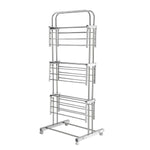Durable stainless steel clothes drying rack with plastic connectors and caster wheels