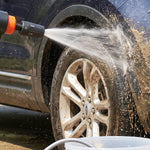 Detailed view of the adjustable nozzle on the cordless car washer.