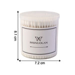 Detailed close-up of a cotton ear bud highlighting cotton tip texture