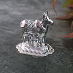 Auspicious Kamdhenu cow and Tulsi plant silver-plated pooja accessories set