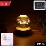 Decorative LED night light with intricate 3D crystal planetary engraving