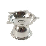 Polished metal sunflower diya stand ideal for daily pooja use