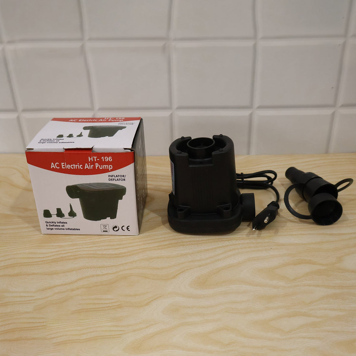 Electric Air Pump with 3 Nozzles for Inflatable Mattress and Pool Toys.