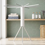 Collapsible tripod drying rack for shirts, towels and linens