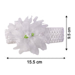 Close-up of floral headband for babies, comfortable elastic material
