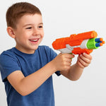 Ergonomic grip on kids toy dart blaster for comfy play