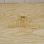 Live photo of stylish transparent hair claw clip