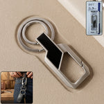 Heavy duty stainless steel key holder with dual rings and carabiner clip for secure key organization