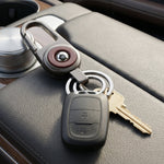 Close-up of locking mechanism on durable metal key holder