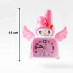 Adorable pink bunny desk clock with wheels for kids