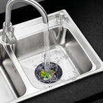 Metal mesh drain strainer for sink, catches waste and debris