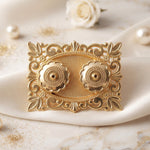 Golden Kankavati Kumkum Holder with Carved Frame and Lids