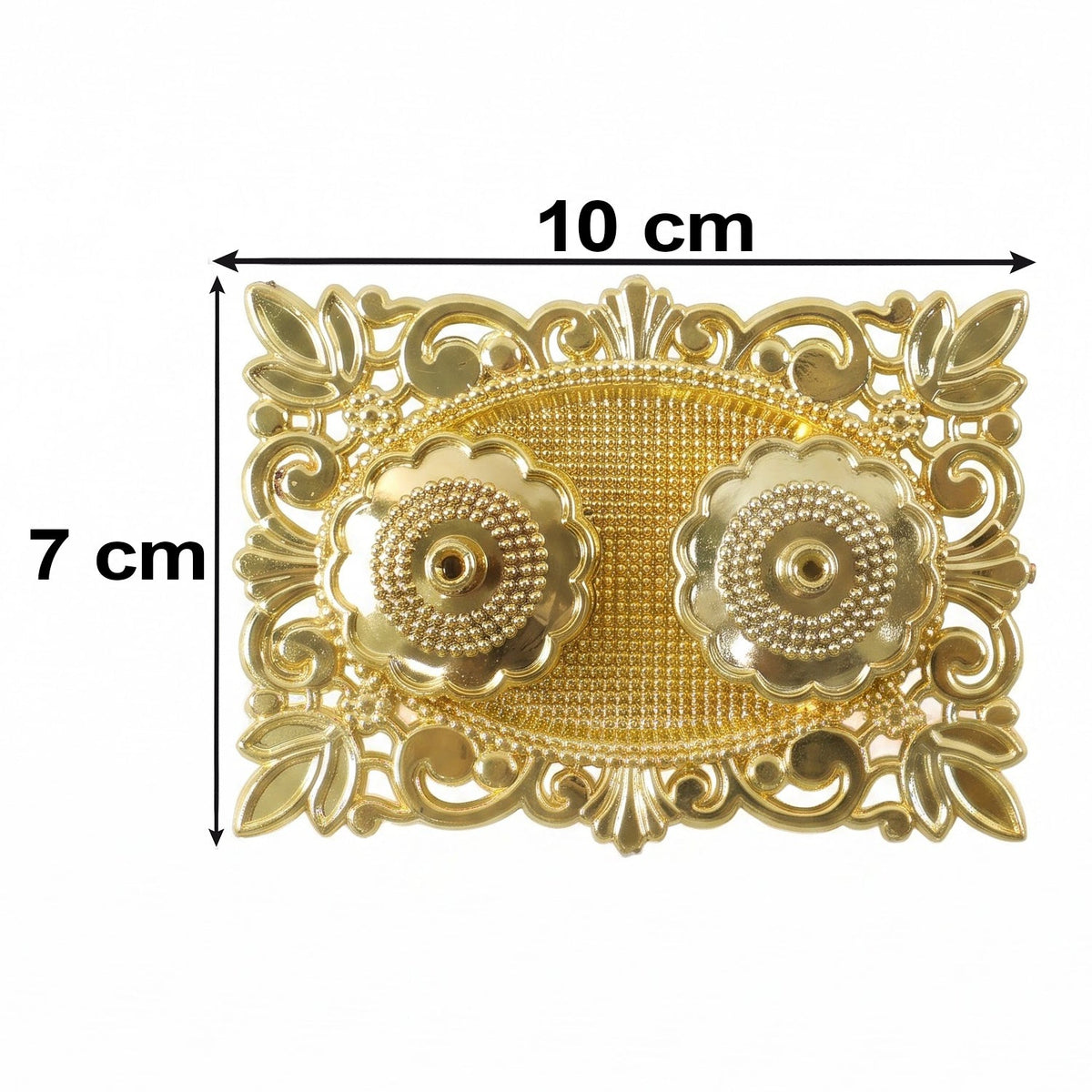 Golden Kankavati Kumkum Holder with Carved Frame and Lids