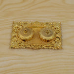 Golden Kankavati Kumkum Holder with Carved Frame and Lids