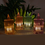 Set of 24 LED flameless candles with ribbed crystal-effect body