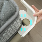 Strong grip plastic clips holding bed sheet corners securely on mattress