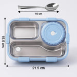 Detailed view of the stainless steel lunch box's features and components