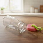 Transparent premium glass bottle body without lid showing clarity