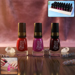 Collection of mix color clear blush nail polishes with shiny finish