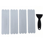 Close-up of textured grip surface on clear bathroom safety strips