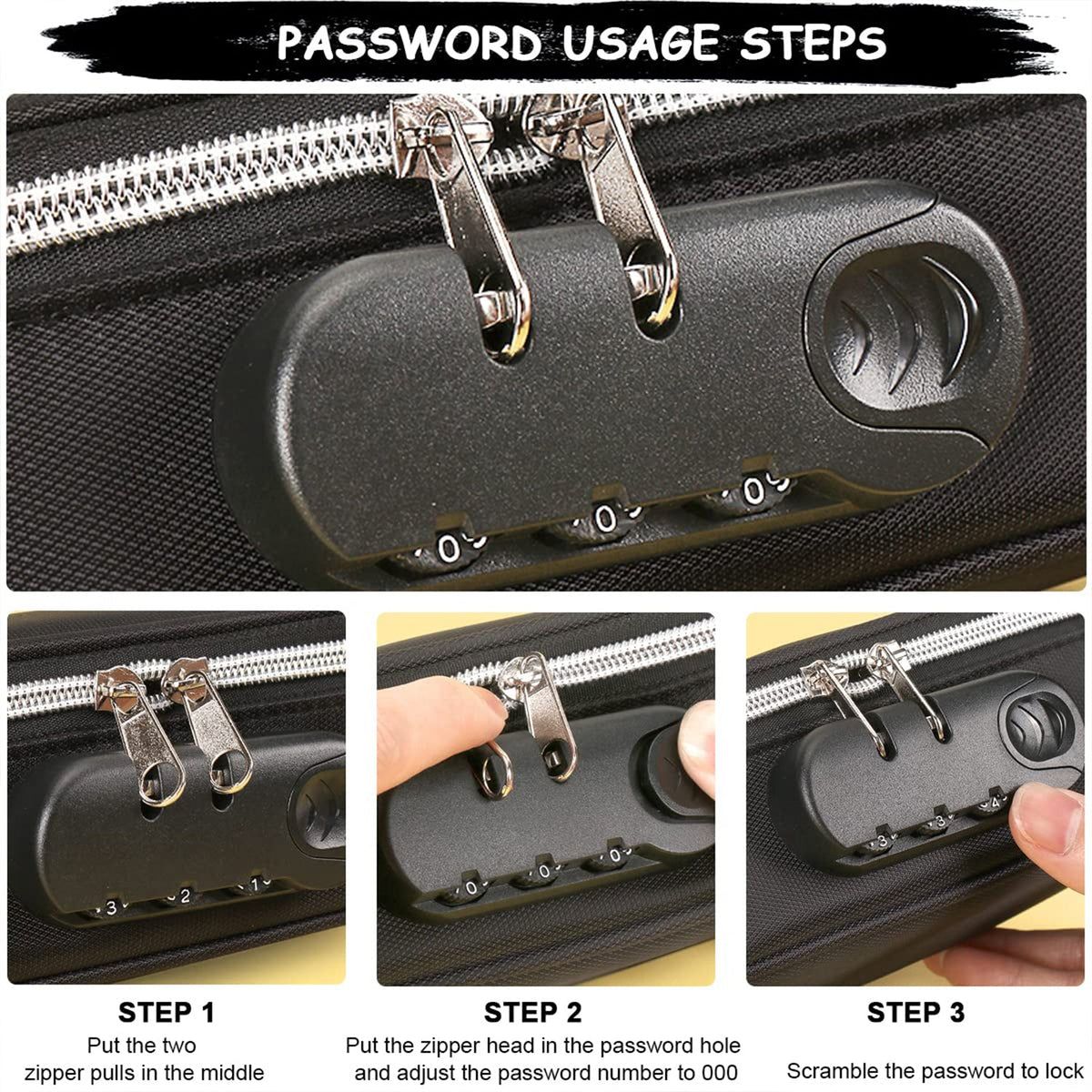 4 Layer Zipper Stationery Pouch Pencil Case with Combination Lock for Students