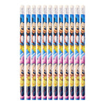 Durable wooden cartoon pencil with smooth graphite writing core and eraser tip