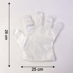 Size label of disposable clear plastic gloves pack