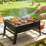 Foldable picnic barbecue grill for outdoor cooking