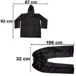 Two piece hooded waterproof raincoat set suitable for various outdoor uses.