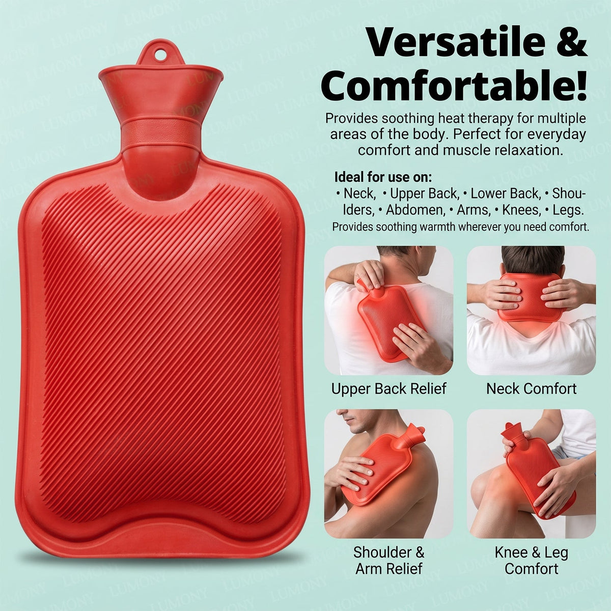 Hot water bottle easing back and joint pain