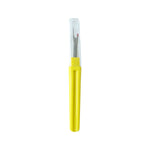 Embroidery seam ripper tool featuring a safety cap for safe handling.